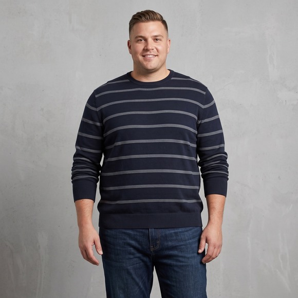Goodfellow & Co Other - Goodfellow Mens 3XB Tall Black Striped Crewneck Sweater 100% Cotton Long Sleeve
